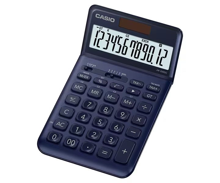 Калькулятор настільний 12 розрядів темно-синій Casio (JW-200SC-NY-W-EP)